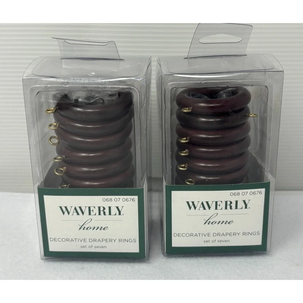 Lot of 2 Waverly Home Small Decorative Drapery‎ Curtain Ring Set of 14 Brown